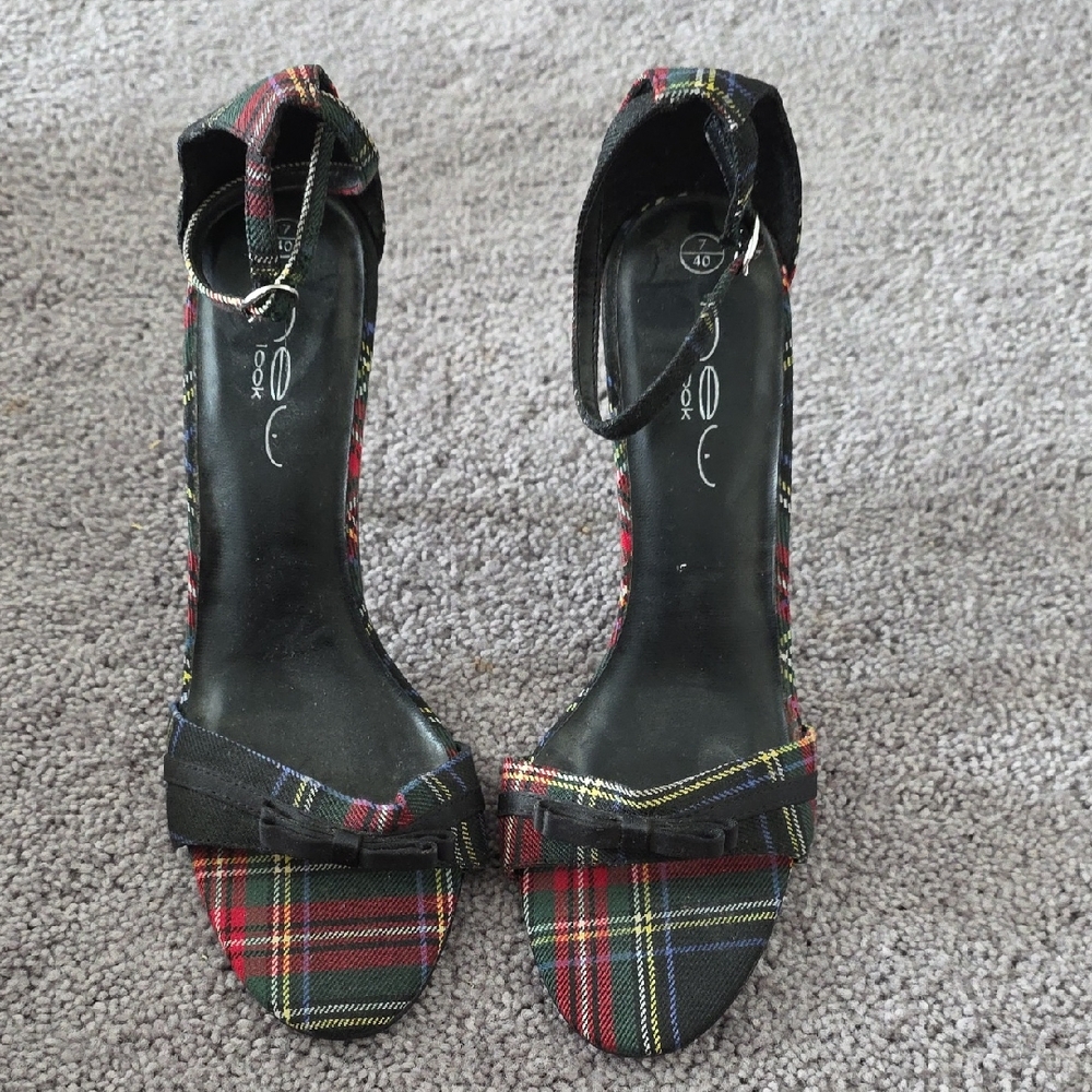 New Look Plaid Ankle Strap Heels